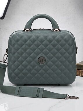 it Luggage Glitzy hardside vanity case in an olive green color